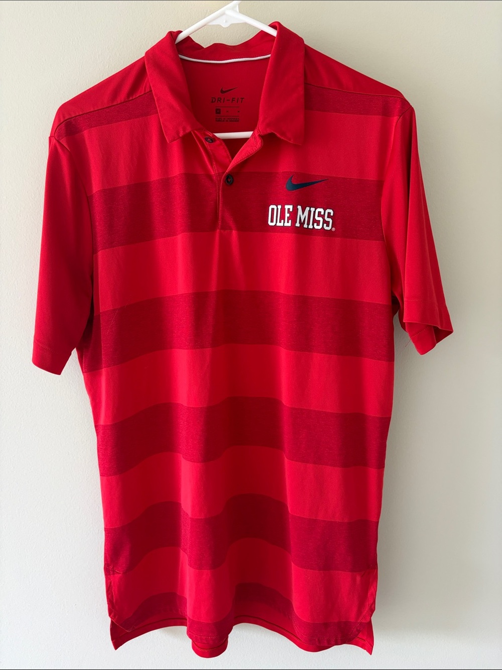 Nike Red Ole Miss Striped Dri-FIT Polo